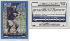 2012 Bowman Chrome Prospects Redemption Refractor Blue Wave Claudio Custodio