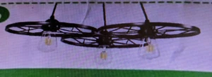Black 3 Wheel Retro Pendant Light Ceiling Light Hanging Country Retro Chandelier - Picture 1 of 5