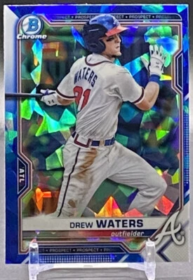 2021 Bowman Chrome Sapphire #BCP-81 DREW WATERS Atlanta Braves - Image 1 of 2