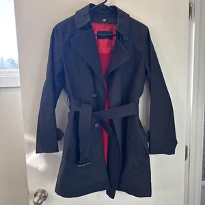 NICE! Burberry 6R Medium Length Lined Trench Raincoat w/Belt NC16 Black - Picture 1 of 6