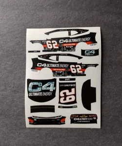 2025 Custom Jesse Love #62 C4 Ultimate Energy 1/64 Peel & Stick Decals - Picture 1 of 1