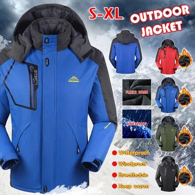 Mens Mountain Ski Snow Jacket Thermal Fleece Winter Warm Hiking Waterproof Coat - Image 1 of 4