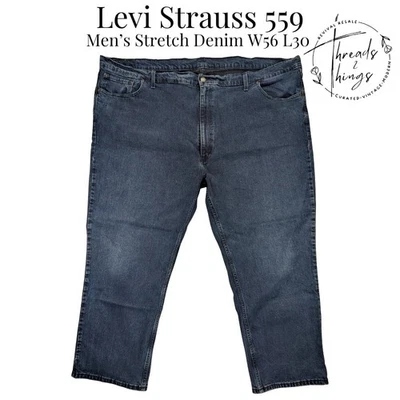 Levi's 559 Jeans Men W56 L30 Blue Denim BIG Stretch Relaxed Classic Straight EUC - Image 1 of 4