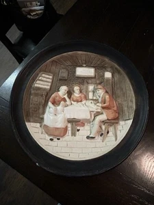 Vintage 14 Zoll runder niederländischer Kolonial Gips Relief Teller Wanddekor - Bild 1 von 6
