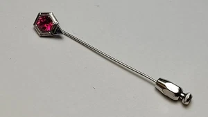 18 Karat Weißgold Stecknadel mit im Labor gezüchtetem rosa Saphir & blauem Stein - Bild 1 von 6