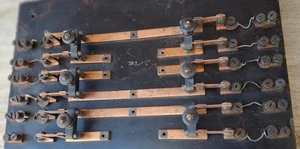 Panel de fusibles interruptor cuchillo Frankenstein de cobre vintage con pizarra trasera Steampunk - Imagen 1 de 12