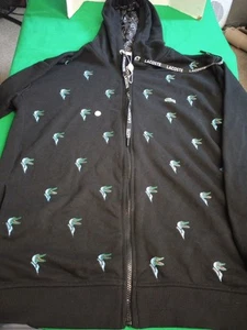Felpa con cappuccio uomo Lacoste nera logo full zip pile taglia 2X-large - Foto 1 di 6