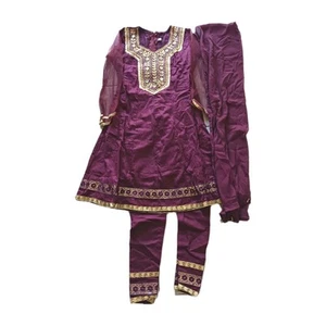 Girl Desi Outfit (Salwar Kameez) - Purple, Size 12, Embroider, Bedazzle, 3 Piece - Picture 1 of 7