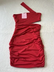 NEW Hello Molly Womens Mini Dress M 10 Red Bodycon Sexy Cut Out Stretch Formal - Picture 1 of 16