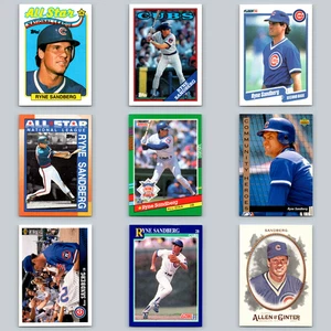 Lotto 9 carte Ryne Sandberg - Chicago Cubs HOF | MLB Legend | Topps Fleer altro - Foto 1 di 11