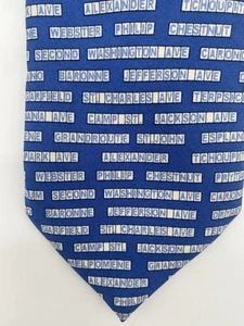 Vineyard Vines Perlis Collaboration Street Tiles Silk Necktie Blue New Orleans - Picture 1 of 4