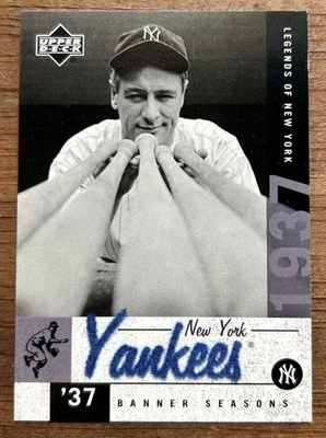 Lou Gehrig 2001 Upper Deck 纽约传奇 #140 名人堂洋基队名人堂 美国职棒大联盟 纽约 — 第 1/2 张图片