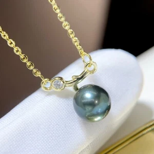 Natural pearl 6-7mm black freshwater pearls  pendant Necklace  - Picture 1 of 3