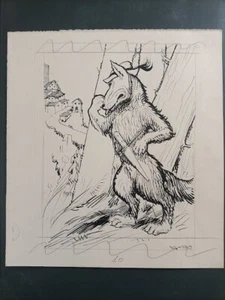 YAMBO Enrico Novelli MANOSCRITTO fiaba completa 15 DISEGNI 1942 IL LUPO ROSSO - Foto 1 di 19