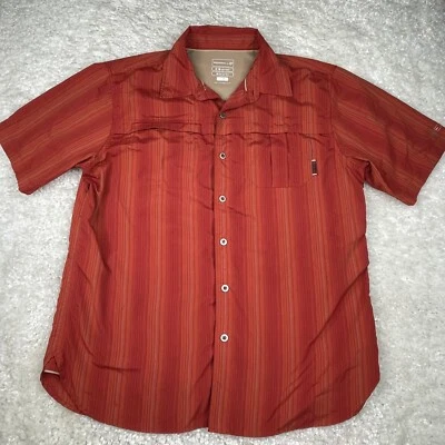 Merrell Shirt Mens Large Red Short Sleeve Button Down OptiWick UPF 50 Breathable - Image 1 of 4