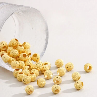 S925 Pure Silver Frosted Beaded DIY Jewelry Accessories Loose Beads Supplies - Image 1 of 4