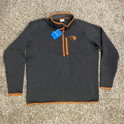 NUEVO CON ETIQUETAS Columbia Hombres Oregon State Beavers 1/4 Cremallera Tejido Polar Sudadera Gris Naranja Foto 1 de 4