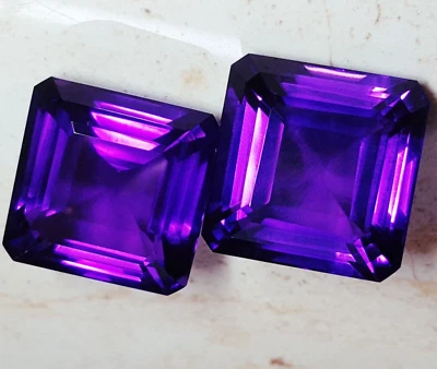 Par de gemas sueltas amatista violeta natural 100 quilates sin tratar certificado cuadrado G132 Foto 1 de 4