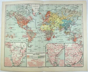 World Religions - Mapa original de 1908 de Meyers - Imagen 1 de 3
