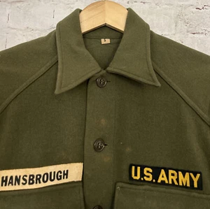 Vintage US Army Green Wool Field Shirt Mens Small Patches USATC Armor Ironsides - Picture 1 of 4