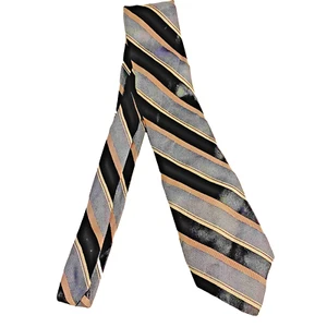 #7858 Calvin Klein Black Green and Gold Stripped Mens Necktie 58X3.75 - Picture 1 of 4