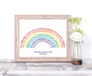 Personalised RAINBOW Word Art Print Teacher End of Term Graduation Gift Keepsake - Picture 1 of 2