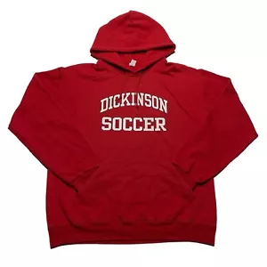Jerzees Dickinson Red Devils College Soccer Red Long Sleeve Hoodie Men’s Size M - Picture 1 of 7