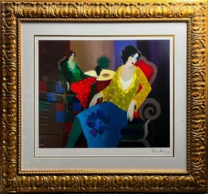 Itzchak Tarkay Little Round Table #7 Hand Signed Original Serigraph on Paper Art - Picture 1 of 5