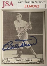 Bobby Doerr signed 1986 Reprint 1940 Play Ball Card #38 Red Sox JSA On Card Auto