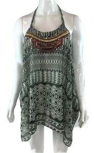 Earthbound Trading Damen S Top Boho transparent Tunika Tribal Print Perlen bunt - Bild 1 von 8