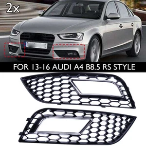 Paar Kühlergrill Blende Nebelscheinwerfer für Audi A4 B8.5 2013-2016 Schwarz - Picture 1 of 10