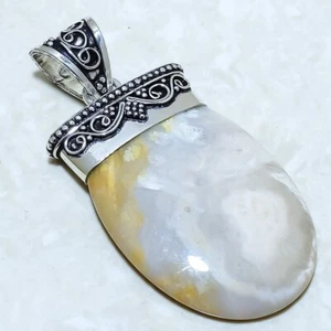 Colgante de joyería de plata étnica hecha a mano con piedras preciosas de coral fósil 2,5" PRJ11042 - Imagen 1 de 2