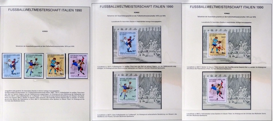 FOOTBALL SOCCER 1990  CONGO  Mi# 1178-1181  4 IMPERFS+4 LUXE BLOCKS   MNH ** - Image 1 of 1