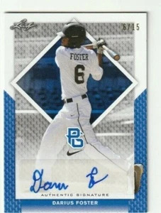 2016 Leaf Perfect Game Darius Foster Autograph Auto Card /15 - Picture 1 of 1