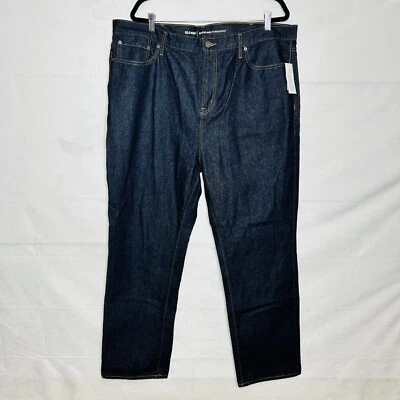 NWT Old Navy Men’s Jeans 42 X 32 Regular Straight Dark Blue Cotton Blend - Image 1 of 4