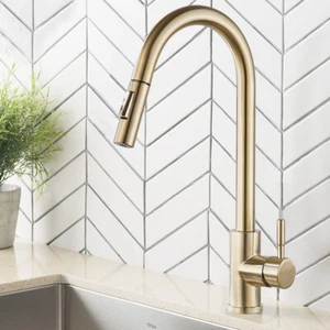 Miscelatore rubinetto cucina estraibile doccetta 360° lavello monocomando oro - Foto 1 di 11