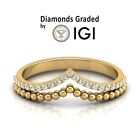 0.11ct Igi Certified Lab Grown Diamond V-shape Chevron Ring Women 14k Gold Vs1/g