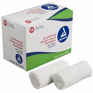 Dynarex Conforming Stretch Gauze Bandage Non Sterile 3 in x 4.1 yd 12 Ct 6 Pack - Picture 1 of 1
