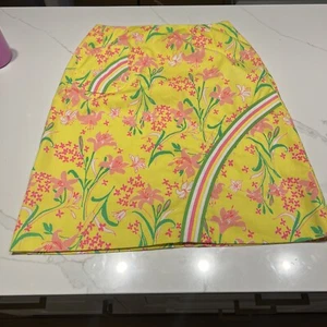 Gonna floreale gialla vintage The Lilly Pulitzer Inc taglia 8 10 righe arcobaleno - Foto 1 di 10