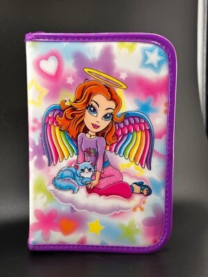 Lisa Frank Carpeta Estacionaria con Cremallera Ángel Gato Arco Iris Mini 5x8” De Colección Años 90 LEER Foto 1 de 4