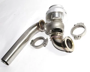 SILVER External 38MM V-band Wastegate+Exhaust Dump Tube Pipe+90Deg Elbow Adapter - Picture 1 of 6