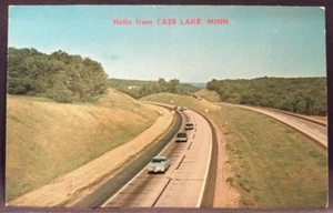 Cass Lake Minnesota MN Hello from.....   Vintage Cars Postcard - Picture 1 of 2