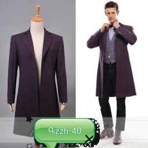 Doctor Who 11th Dr. Purple long Coat Halloween Cosplay Costume @