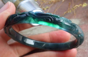 Brazalete Brazalete Certificado Icy Natural A JADE JADEITA Dragón Fénix 60mm 102526 - Imagen 1 de 18