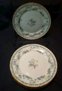 Vtg Ch Field Haviland Limoges GDA France Blue Floral Gold Rim Dessert Plate Set5 - Picture 1 of 10