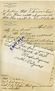 1913 METTERHEAD Germantown Filadelfia Pennsylvania MARY DAVIS RIDGWAY Cirujano - Imagen 1 de 1