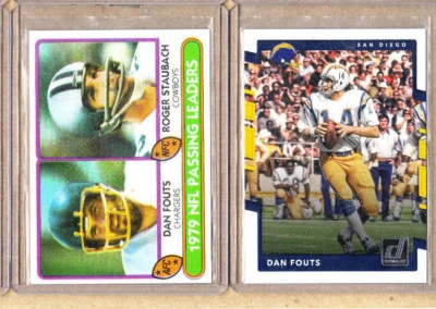 Dan Fouts/Roger Staubach-2 Card Lot-1980 Topps+'17 Donruss-Chargers-Cowboys-Mint - Image 1 of 4