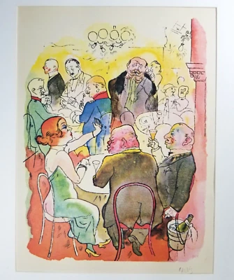 Alemania alemana George Grosz Ecce Homo "Soiree" impresión en color firmada a lápiz Foto 1 de 4