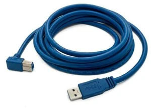 USB 3.0 Cavo 3 M Tipo B Spina Per Tipo A Spina Angolo IN Blu - Picture 1 of 4