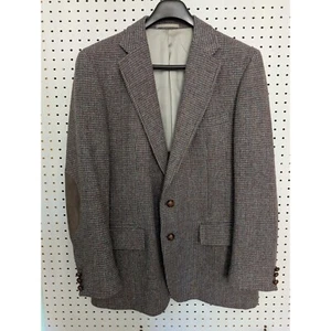 Harris Tweed Blazer Elbow Patch Scottish Wool Sport Coat Herringbone Jacket 42? - Picture 1 of 9